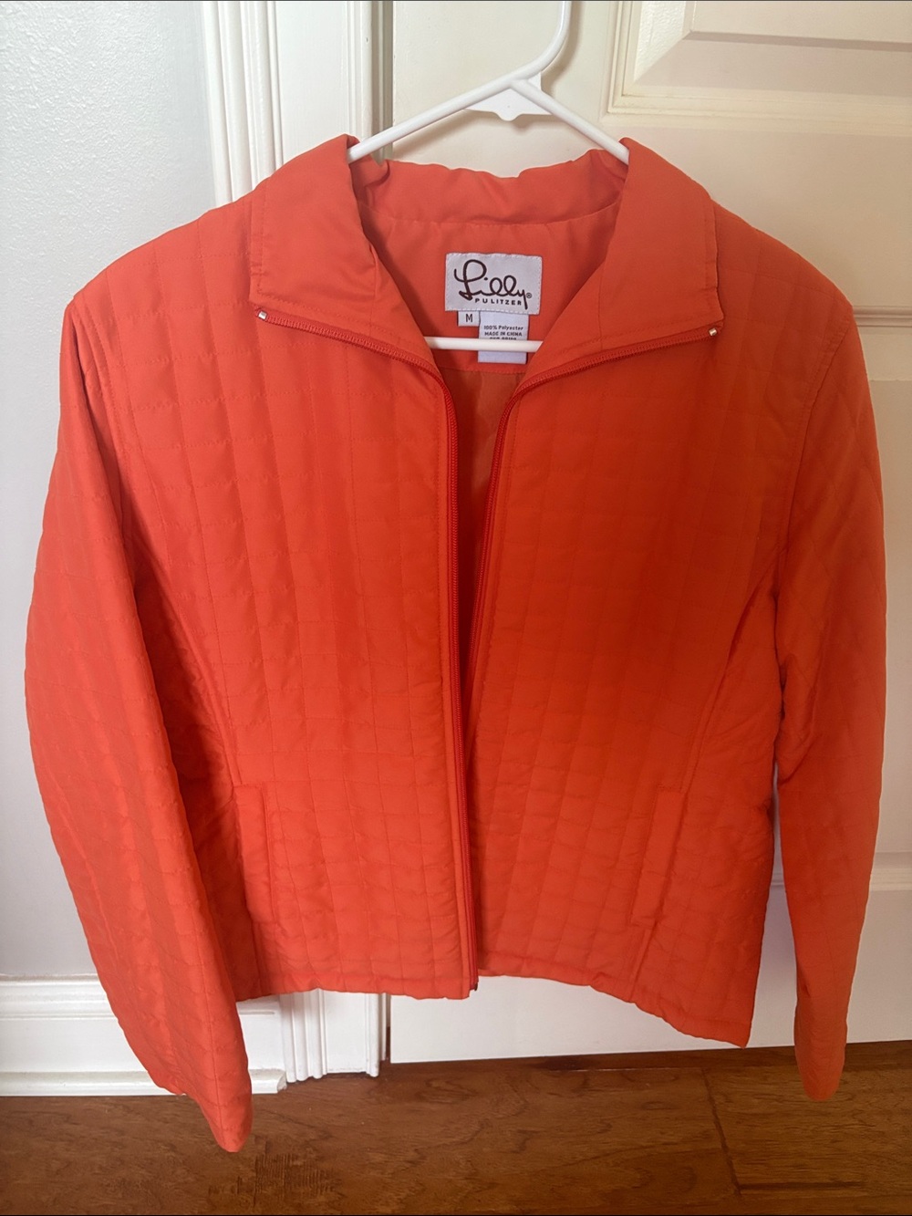 Lilly Pulitzer Bright Orange Quilted Zip-Front Jacket